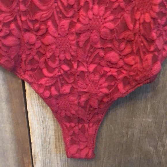 Free People Intimately Bedroom Date Lace Bodysuit Red Medium - Picture 5 of 16